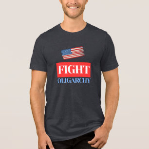 Fight Oligarchy – Vintage American Flag Tri-Blend Shirt