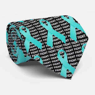 Fight Ovarian Cancer Teal Ribbon Tie