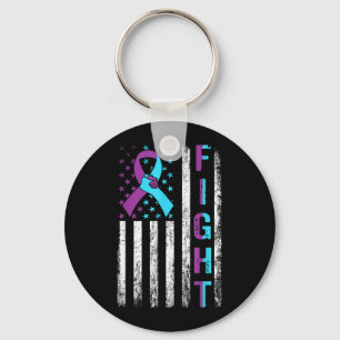 Fight Prevention Awareness Aamerican Flag Ribbon Keychain