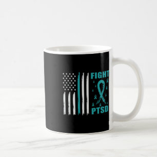 Fight Ptsd Teal Ribbon And Flag  Coffee Mug