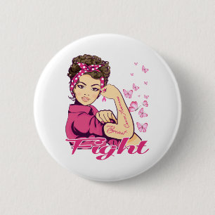 Fight Rosie Riveter Breast Cancer Awareness 2 Inch Round Button