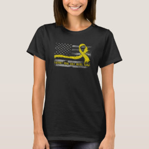 Fight Sarcoma  Military Alphabet American Flag Rib T-Shirt