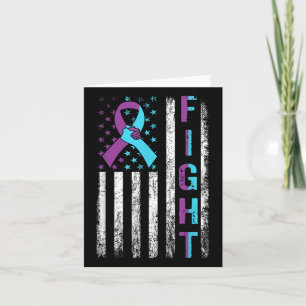 Fight Suicide Awareness American Flag Purple Teal Card