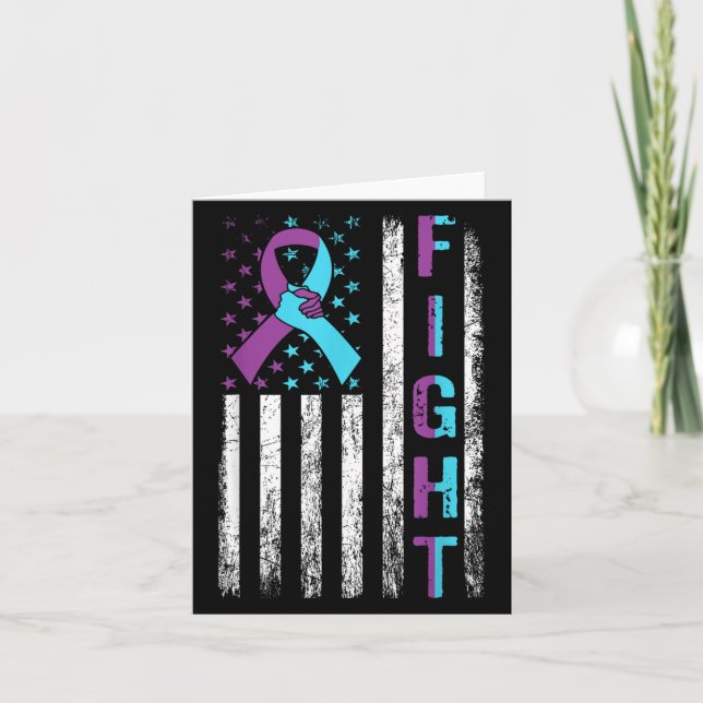 Fight Suicide Prevention Awareness American Flag R Card (Front)