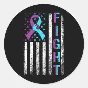 Fight Suicide Prevention Awareness American Flag R Classic Round Sticker