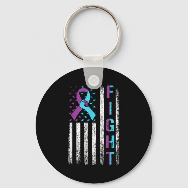 Fight Suicide Prevention Awareness American Flag R Keychain (Front)