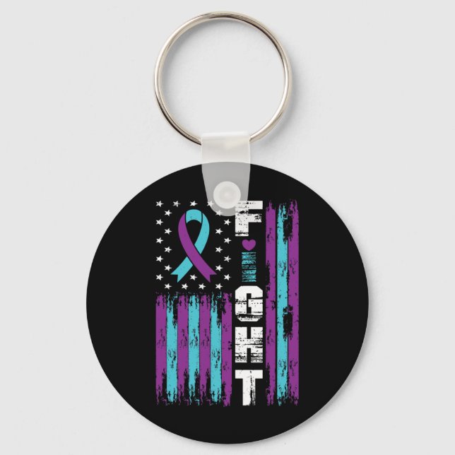 Fight Suicide Prevention Awareness Patriotic Ameri Keychain (Front)
