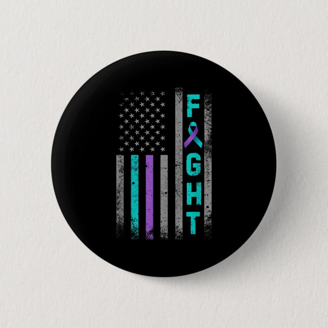 Fight Suicide Prevention Awareness Us American Fla 2 Inch Round Button (Front)