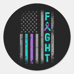 Fight Suicide Prevention Awareness Us American Fla Classic Round Sticker
