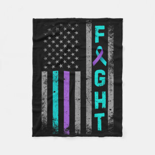 Fight Suicide Prevention Awareness Us American Fla Fleece Blanket