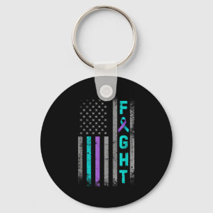 Fight Suicide Prevention Awareness Us American Fla Keychain