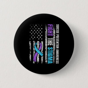 Fight The Stigma American Flag Suicide Prevention 2 Inch Round Button