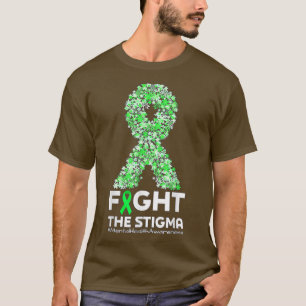 Fight The Stigma Green Ribbon Flower Mental Health T-Shirt
