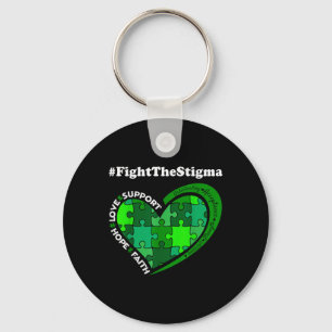 Fight The Stigma Green Ribbon Mental Health Awaren Keychain