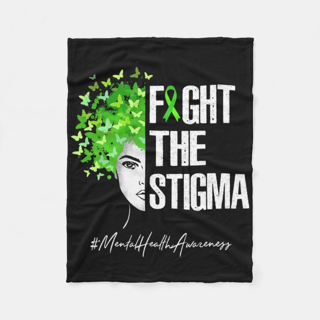 Fight The Stigma Mental Health Awareness Gift  Fleece Blanket (Front)