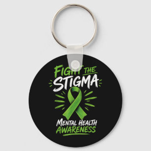 Fight The Stigma Mental Health Awareness Green Keychain