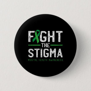 Fight The Stigma Mental Health Awareness Green Rib 2 Inch Round Button
