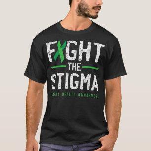Fight The Stigma Mental Health Awareness Green Rib T-Shirt