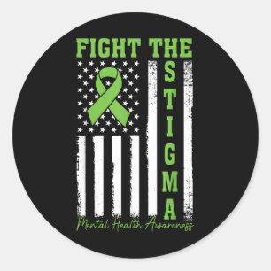 Fight The Stigma Mental Health Awareness Usa Flag  Classic Round Sticker