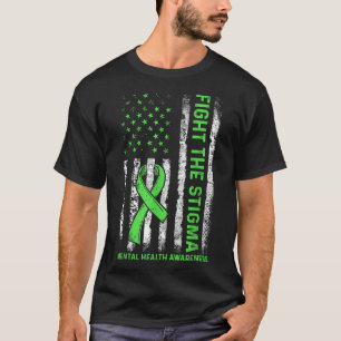 Fight The Stigma Us American Flag Mental Health Aw T-Shirt