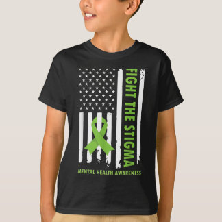 Fight The Stigma Usa Flag Mental Health Awareness  T-Shirt