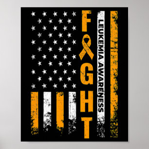 Fight USA Flag Leukaemia Awareness Cancer Survivor Poster