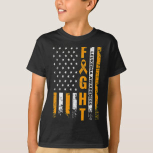 Fight USA Flag Leukaemia Awareness Cancer Survivor T-Shirt