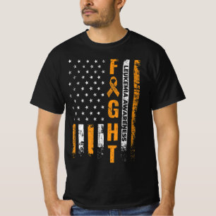 Fight USA Flag Leukaemia Awareness Cancer Survivor T-Shirt