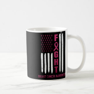 Fight Usa Flag On The Back Breast Cancer Awareness Coffee Mug