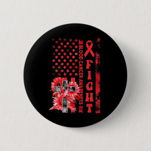Fight Usa Flag Sunflower Christian Blood Cancer Aw 2 Inch Round Button