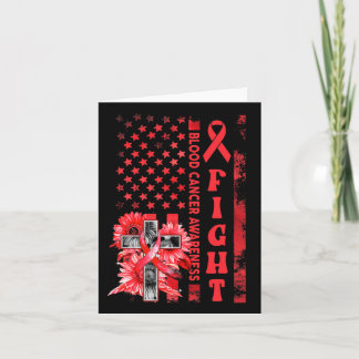 Fight Usa Flag Sunflower Christian Blood Cancer Aw Card