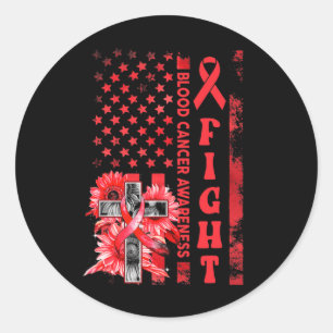 Fight Usa Flag Sunflower Christian Blood Cancer Aw Classic Round Sticker