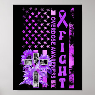 Fight USA Flag Sunflower Christian Overdose Awaren Poster