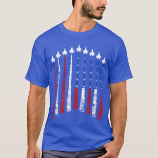 Fighter Air Plane Us Veterans y American Flag vint T-Shirt
