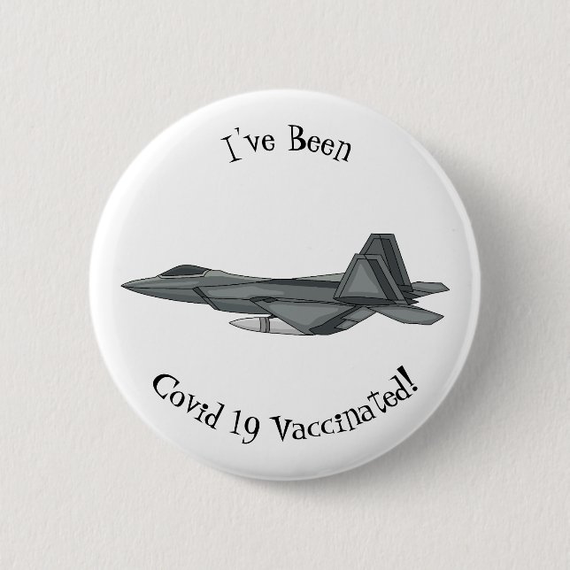 Fighter aircraft cartoon illustration 2 inch round button (Front)