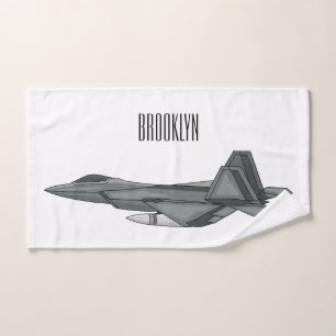 Fighter aircraft cartoon illustration bath towel set