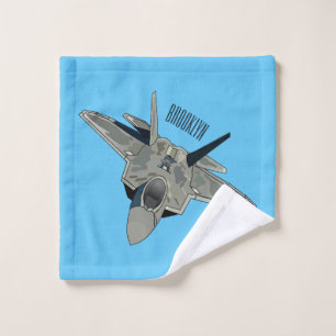 Fighter aircraft cartoon illustration bath towel set