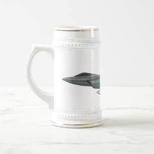 Fighter aircraft cartoon illustration beer stein