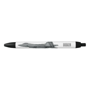 Fighter aircraft cartoon illustration black ink pen