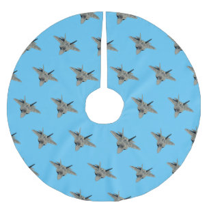 Fighter aircraft cartoon illustration brushed polyester tree skirt