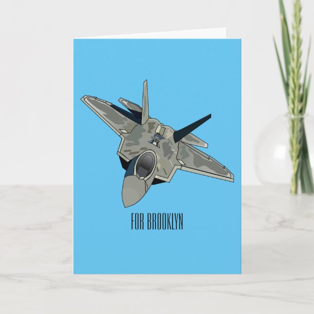 Fighter aircraft cartoon illustration card (Front)