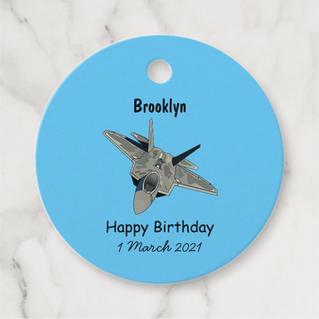 Fighter aircraft cartoon illustration favour tags (Front)