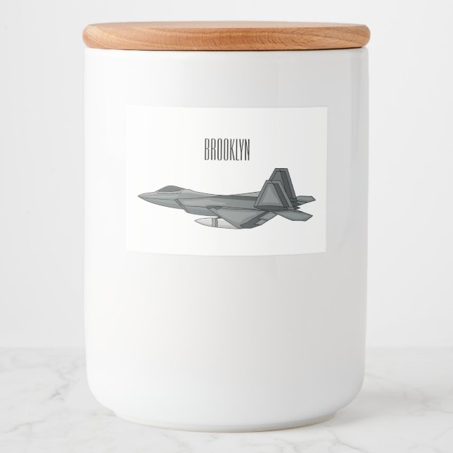 Fighter aircraft cartoon illustration food label (Front)
