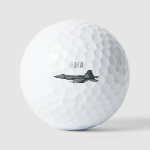 Fighter aircraft cartoon illustration golf balls