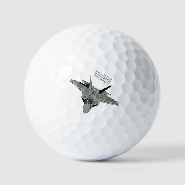 Fighter aircraft cartoon illustration golf balls (Front)
