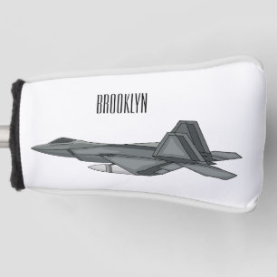 Fighter aircraft cartoon illustration golf head cover