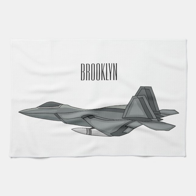 Fighter aircraft cartoon illustration kitchen towel (Horizontal)