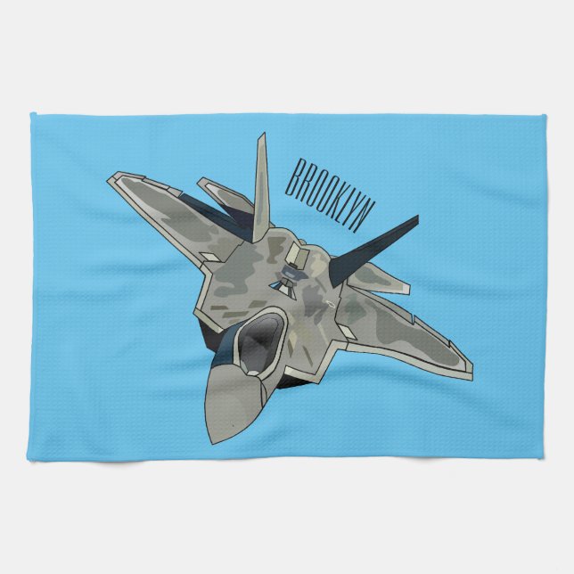 Fighter aircraft cartoon illustration kitchen towel (Horizontal)