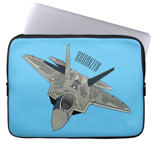 Fighter aircraft cartoon illustration laptop sleeve (Front)