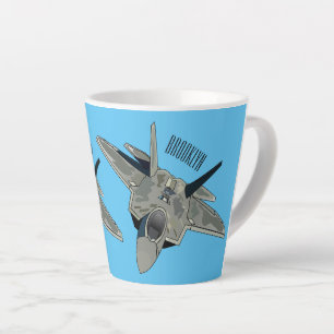 Fighter aircraft cartoon illustration latte mug